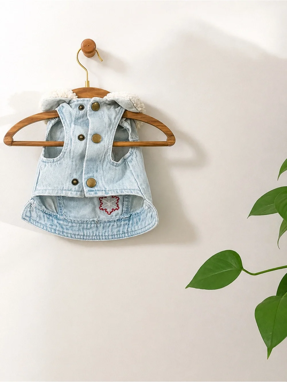 Dog Denim Vest Jacket Sherpa Collar Holiday Pet Apparel Size XS